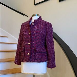 Talbots Women's Tweed Blazer - Rich Purple/fuschia pink